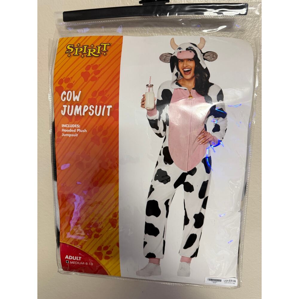 Spirit Halloween Cow Jumpsuit Adult M (8-10) - Picture 3 of 13